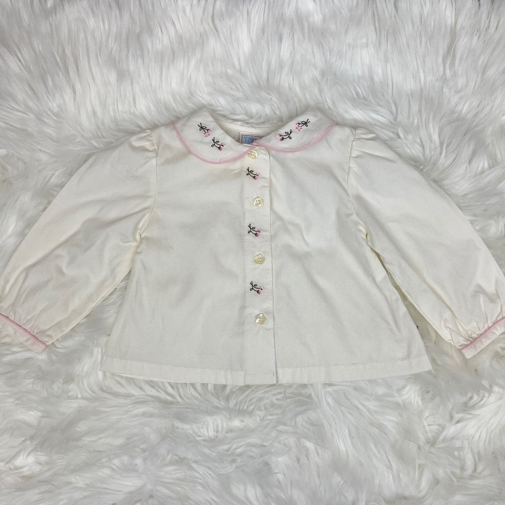 NWT Vintage Deadstock McBaby Baby Girls' Button Down Top Sz 6-9M